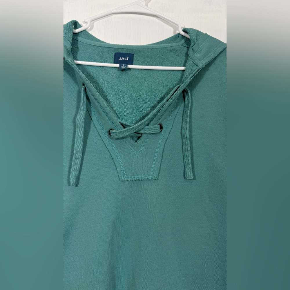 Jag Jeans Women's V-Neck Teal Hoodie Pullover - Picture 2 of 10